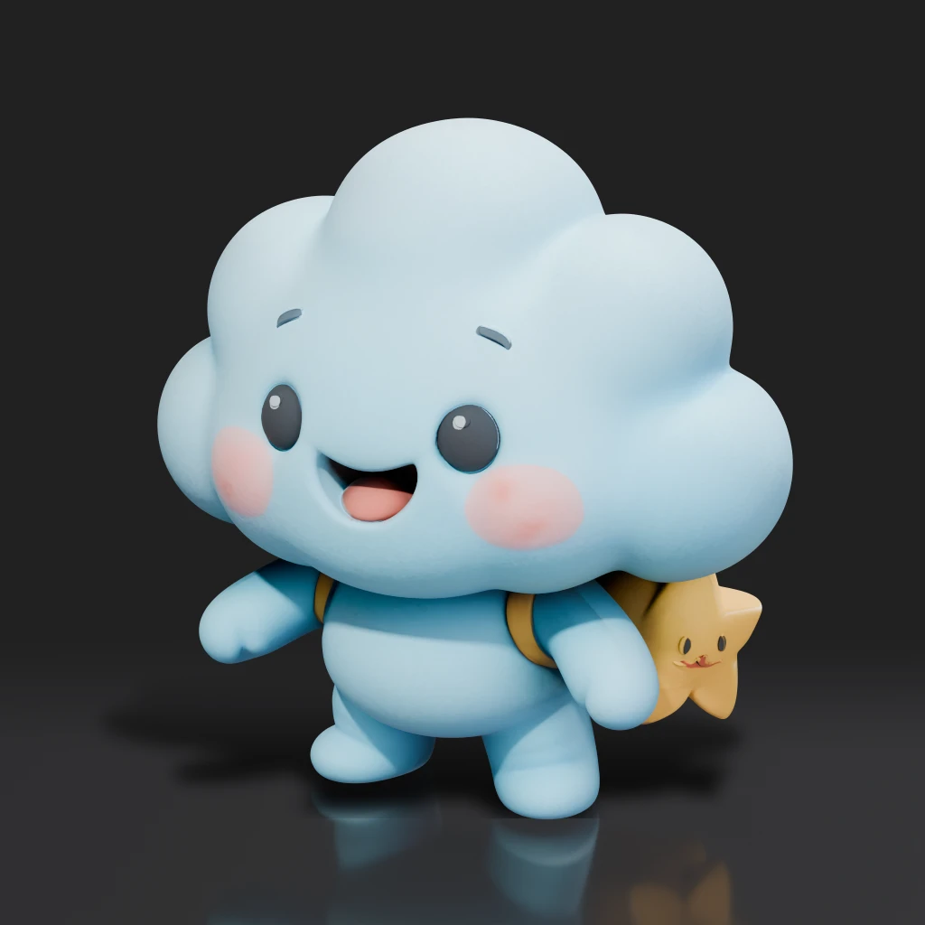 Cute Blue Cloud Character