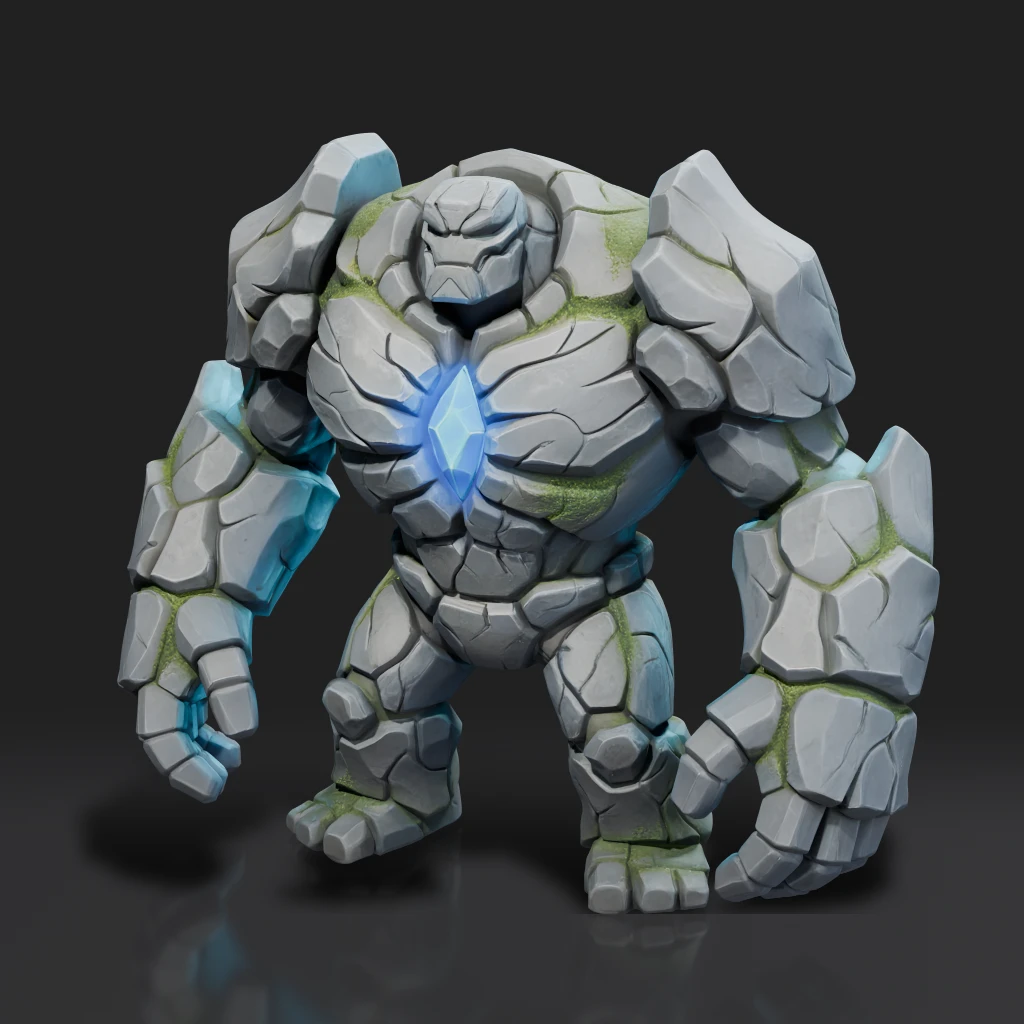 Stone Golem With Blue Crystal