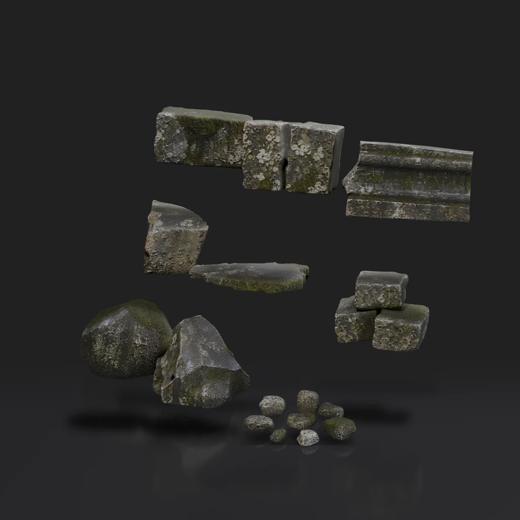 Mossy Stone And Rock Set