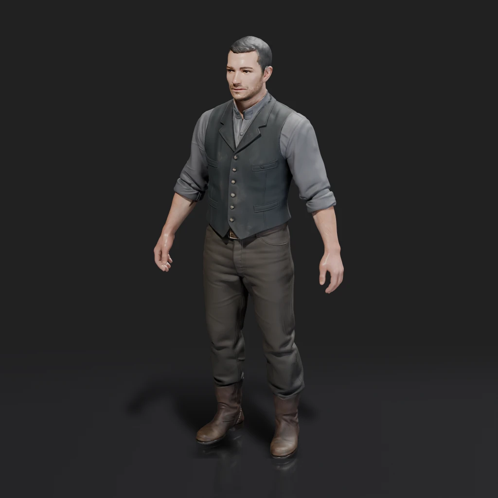 Man Wearing Vest And Boots