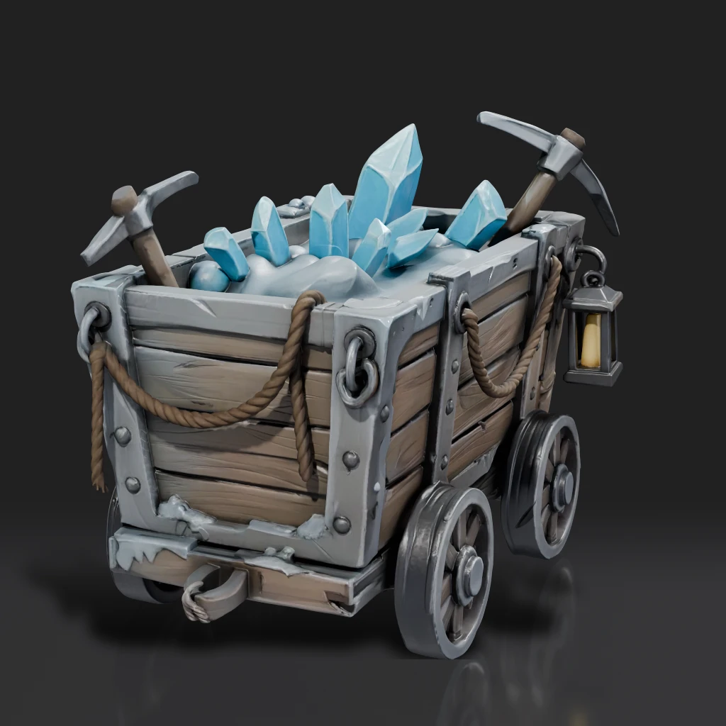 Mine Cart With Crystals