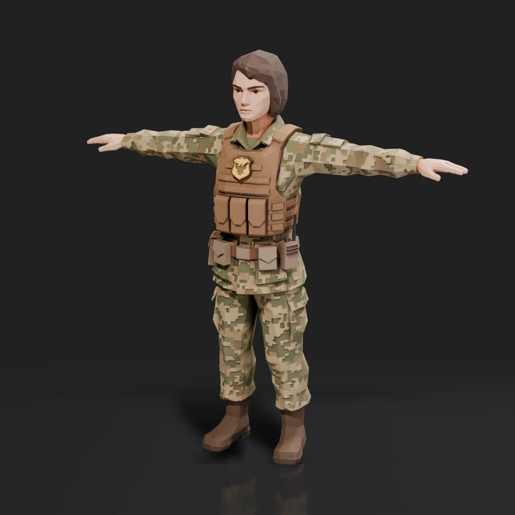 Low Poly Female Soldier
