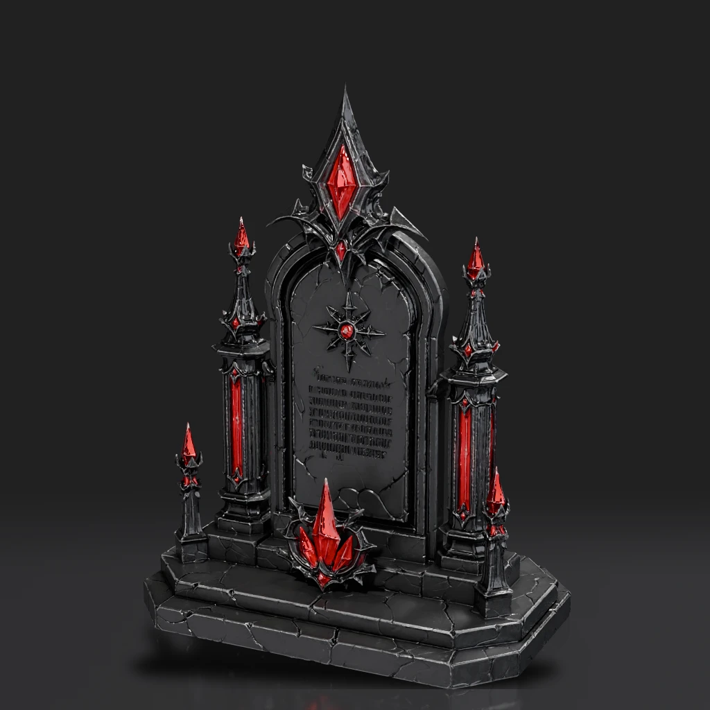 Gothic Stone Pedestal with Gems