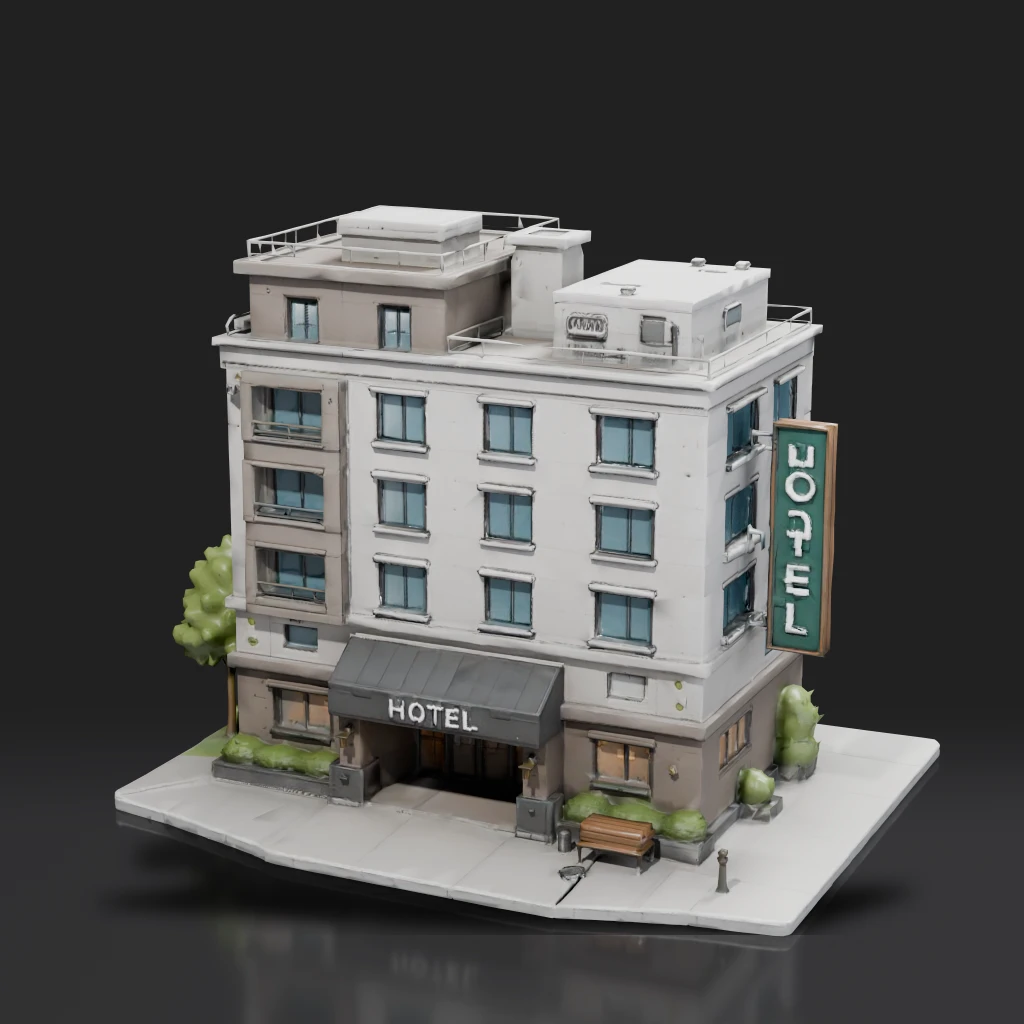 Cartoon Style Hotel Building