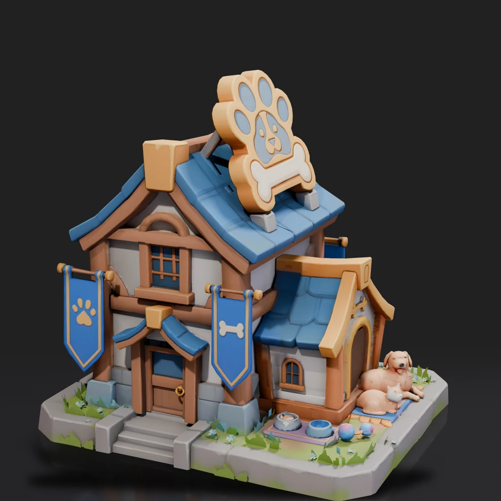 Stylized Pet Shop Building
