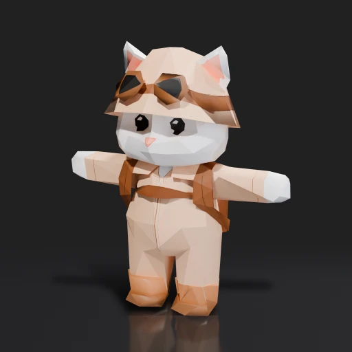 Papercraft Cat Explorer Character