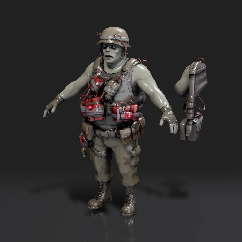 Zombie Soldier With Dynamite