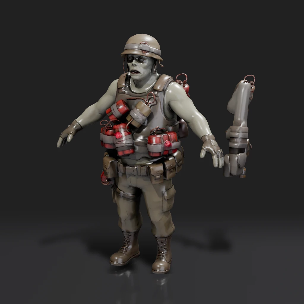Zombie Soldier With Dynamite