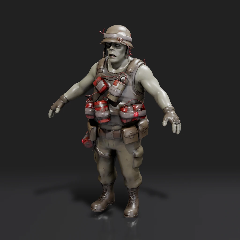 Zombie Soldier With Dynamite