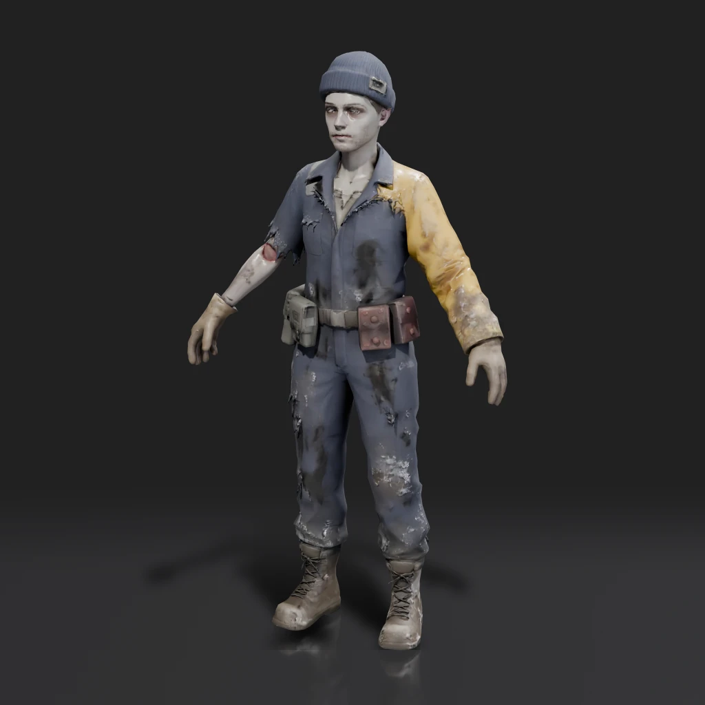 Zombie Worker In Overalls