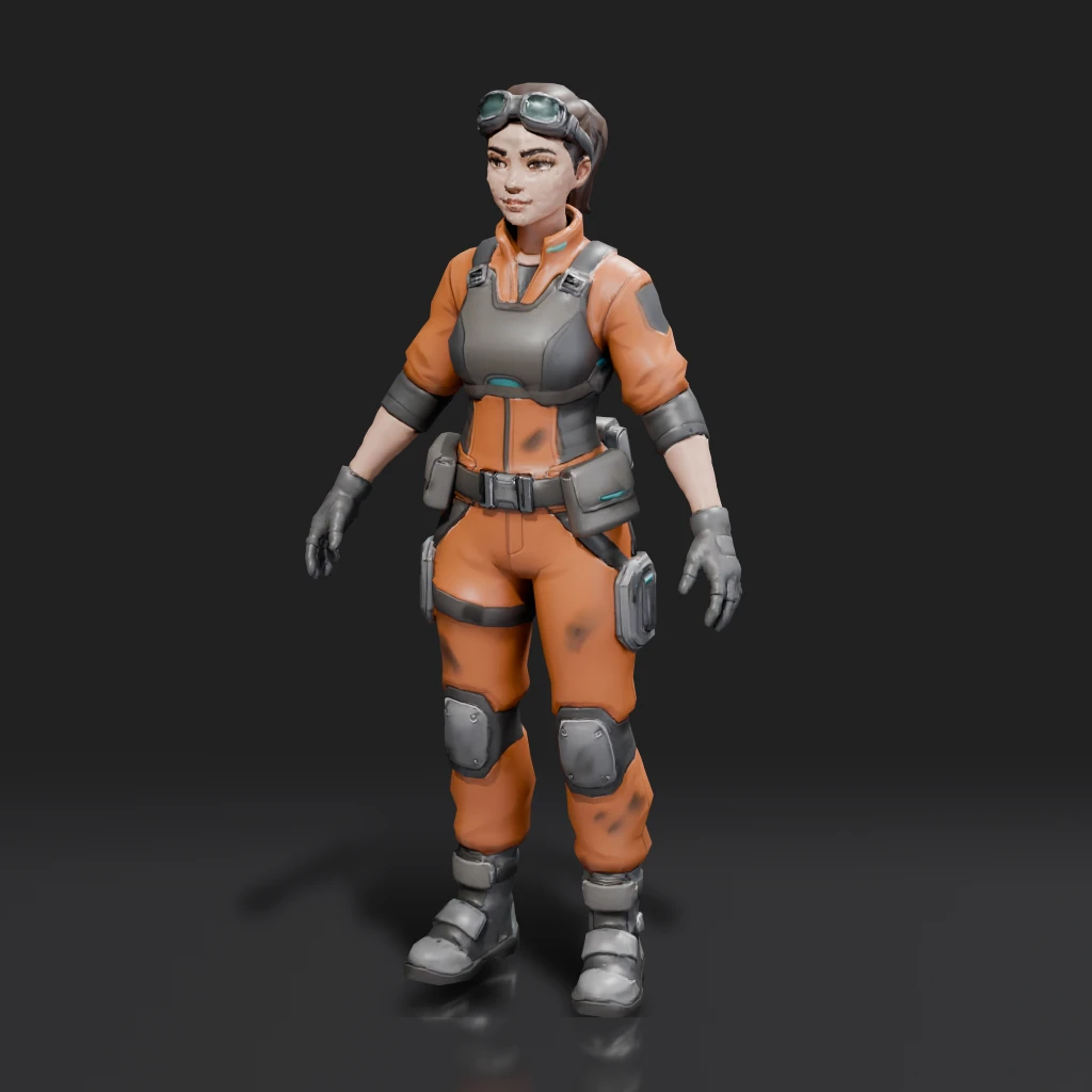 Female Mechanic Worker Character