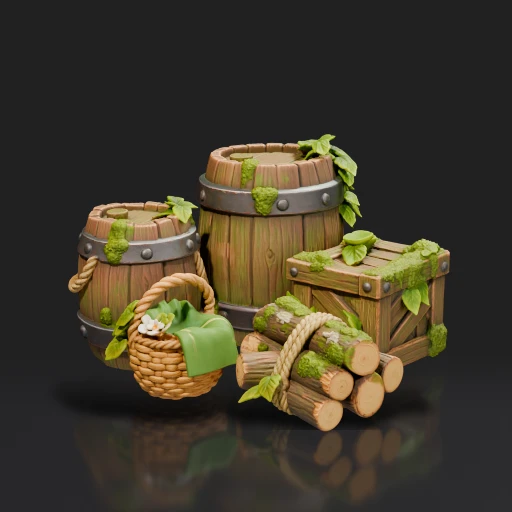 Rustic Wooden Barrels Crate Logs