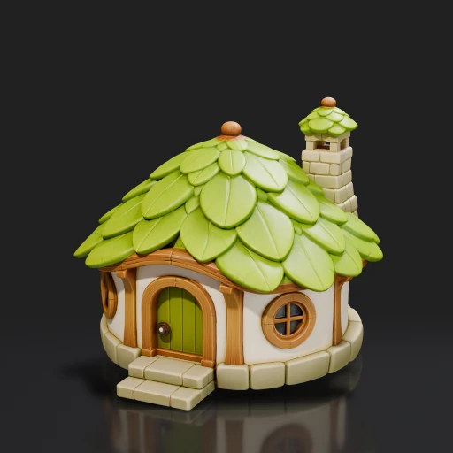 Stylized Leaf Roof House
