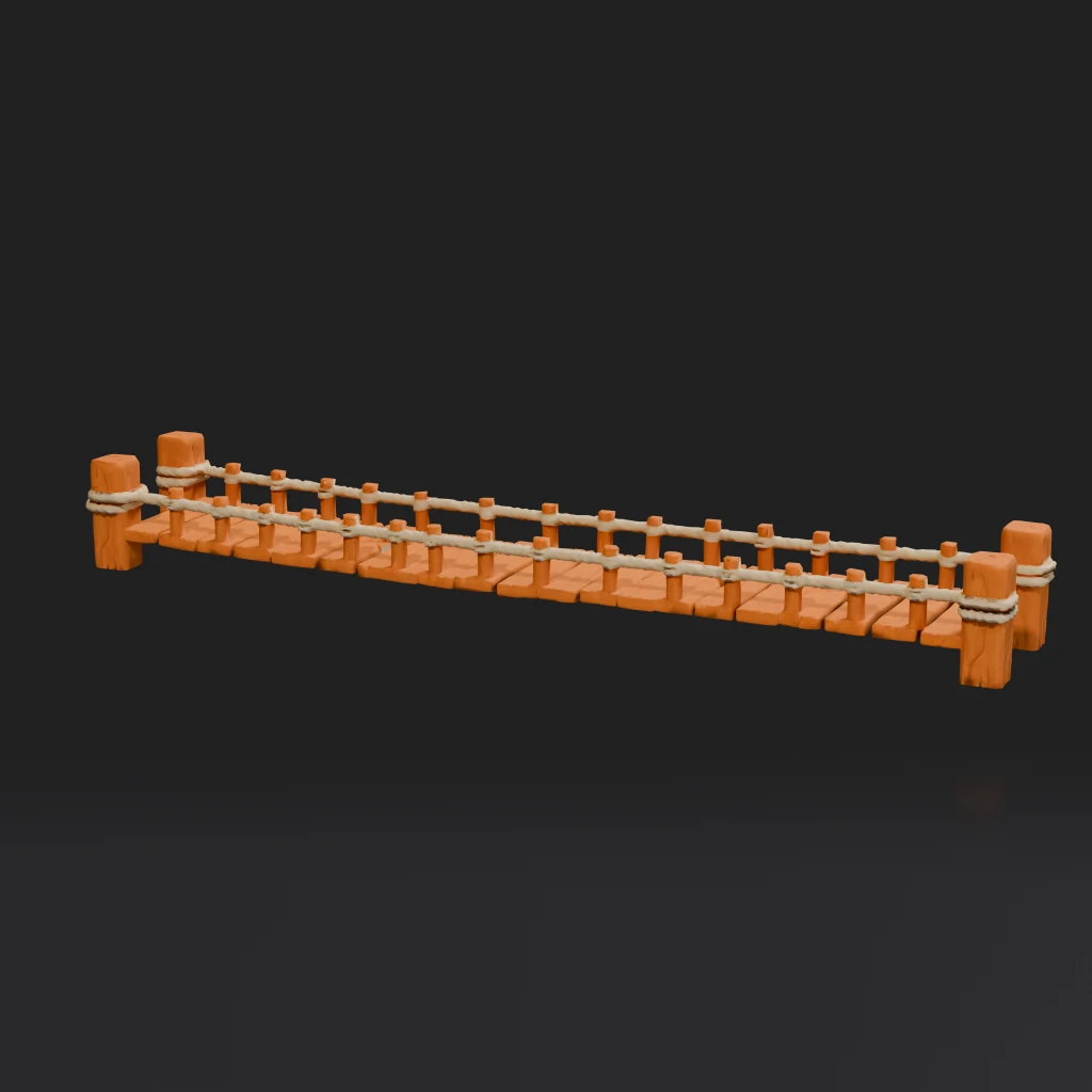 Stylized Wooden Rope Bridge