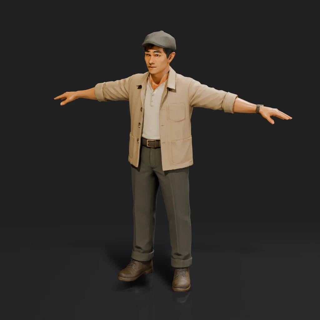 Asian Man In Workwear