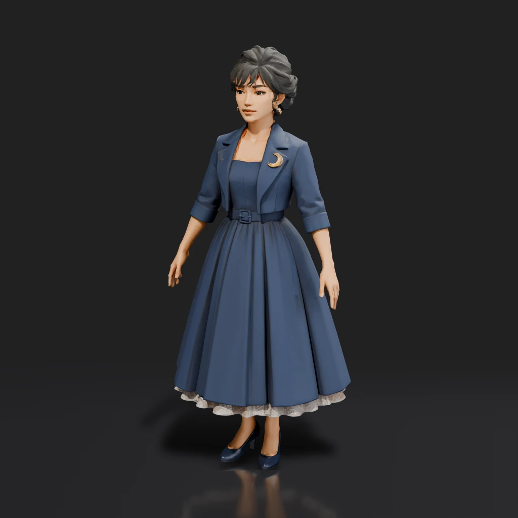 Woman In Blue Dress
