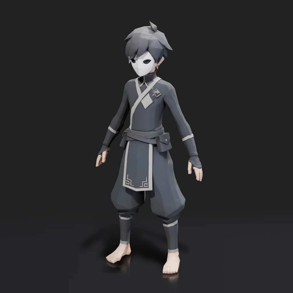 Low Poly Masked Ninja Character