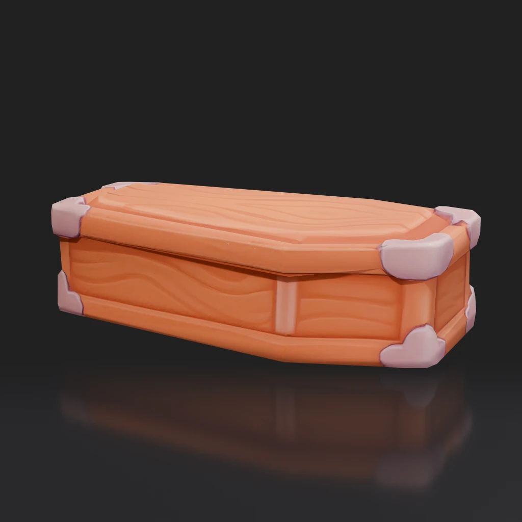 Wooden Coffin With Metal Accents